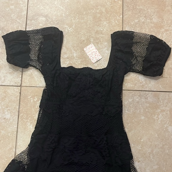🍓 NWT Free People Sz M Black lace dress - Picture 4 of 11